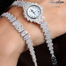 ست ساعت ودستبند نقره زنانه کد WT01034